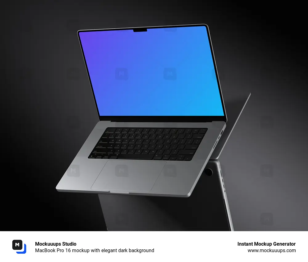 MacBook Pro 16 mockup with elegant dark background