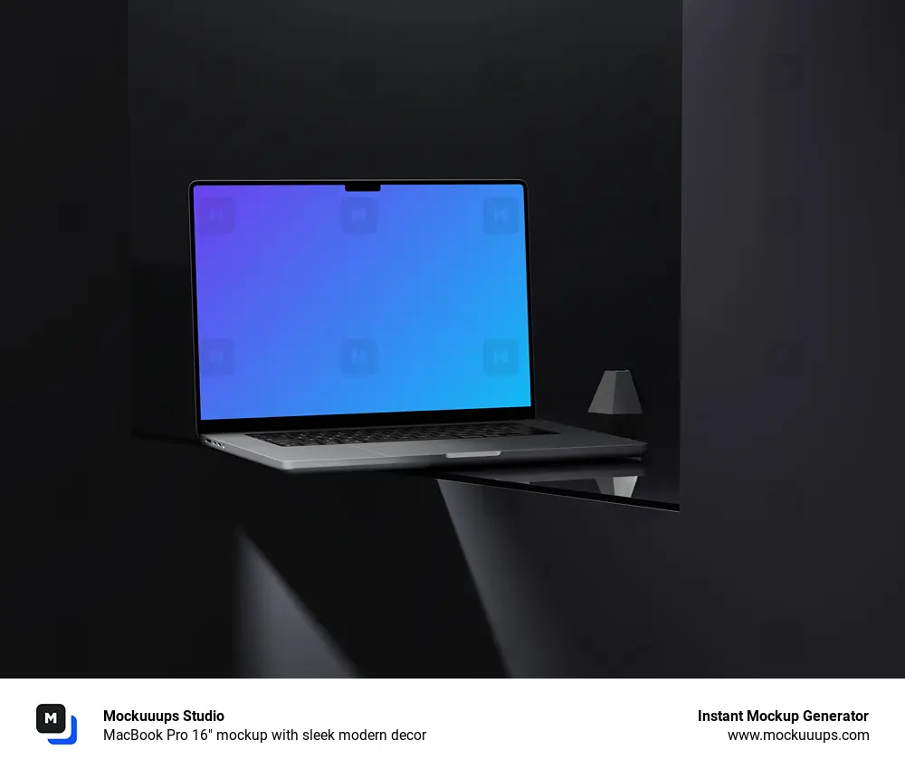MacBook Pro 16" mockup with sleek modern decor