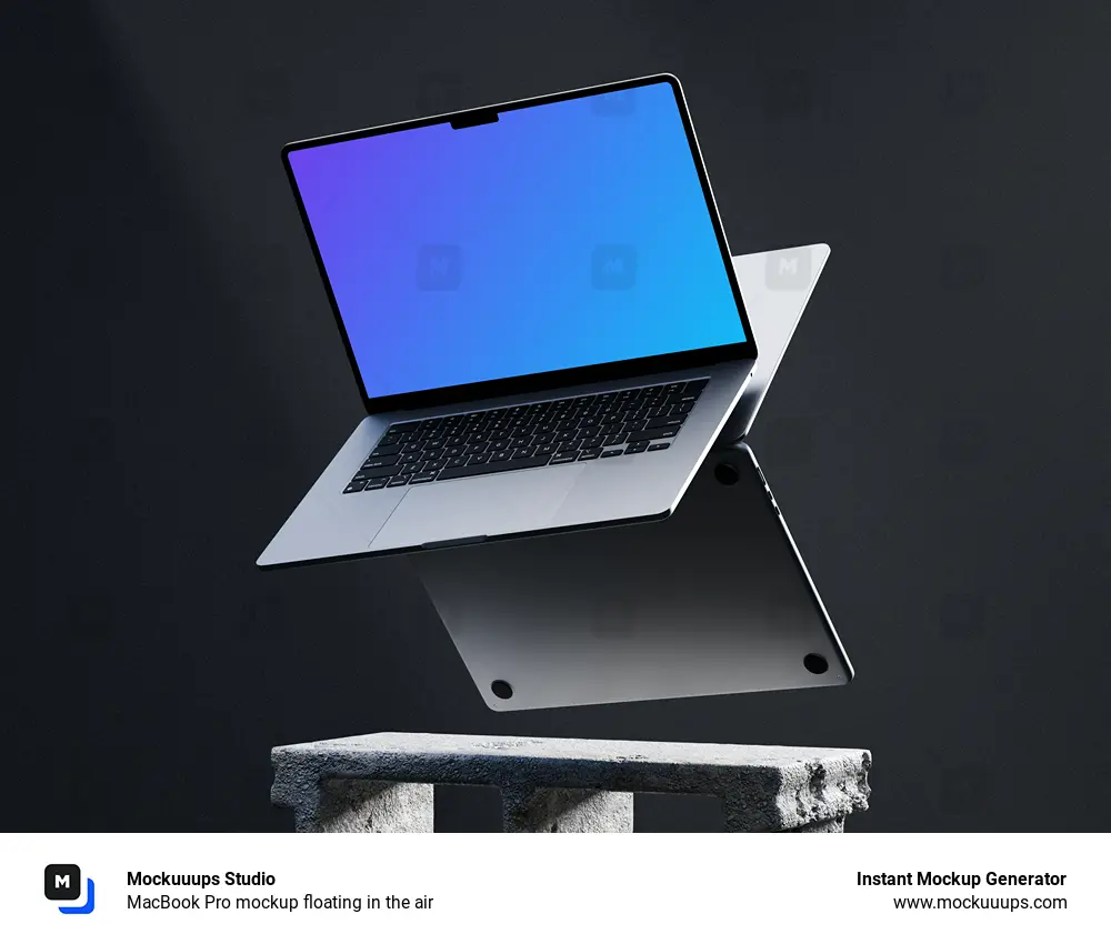 MacBook Pro mockup floating in the air