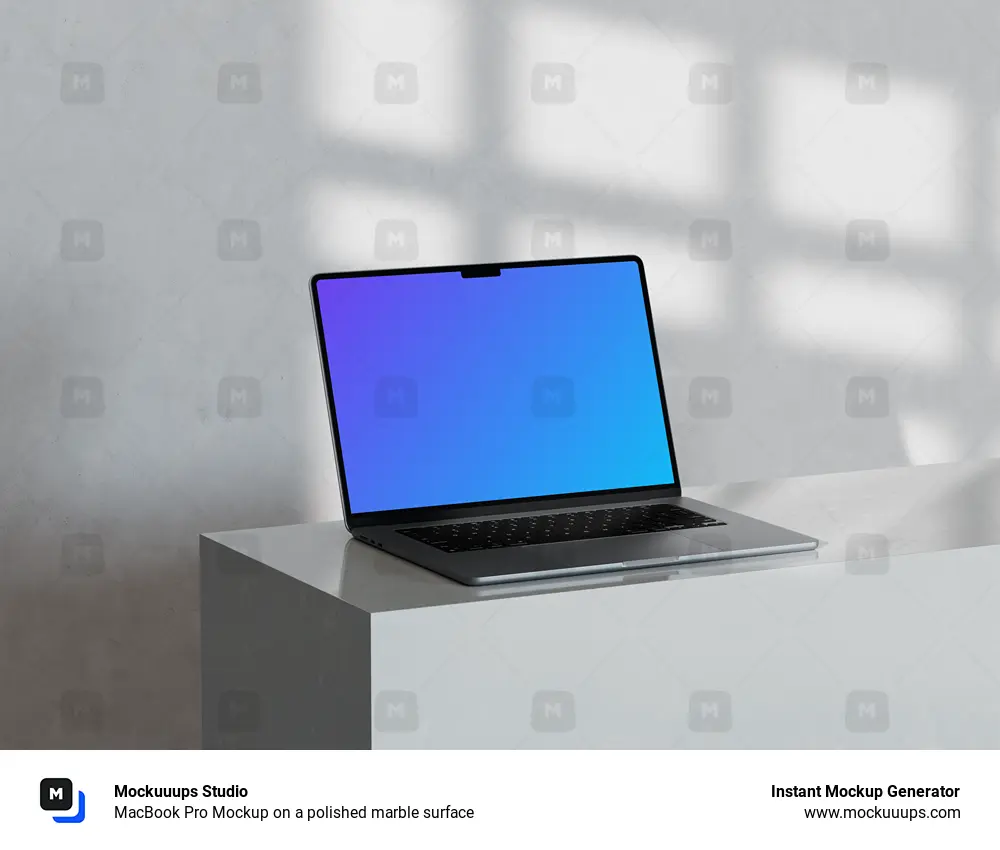 MacBook Pro Mockup on a polished marble surface