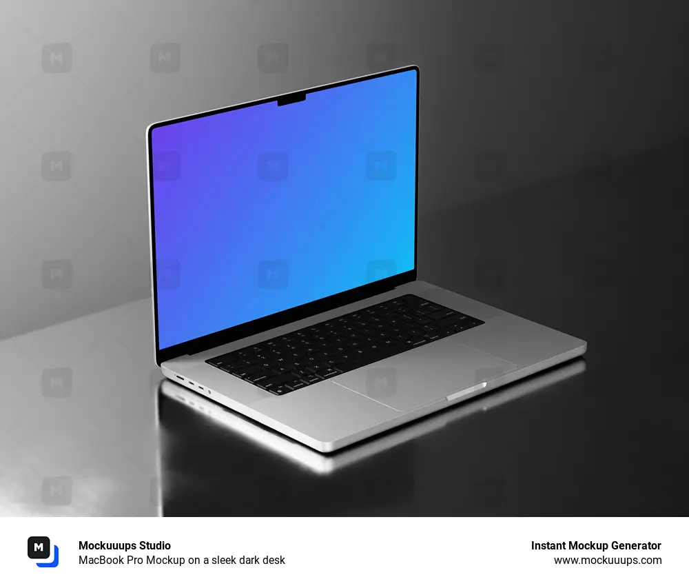 MacBook Pro Mockup on a sleek dark desk