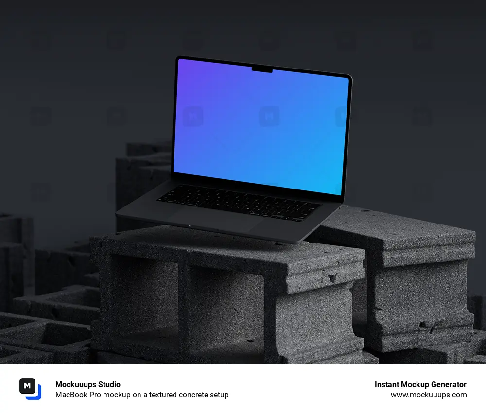 MacBook Pro mockup on a textured concrete setup