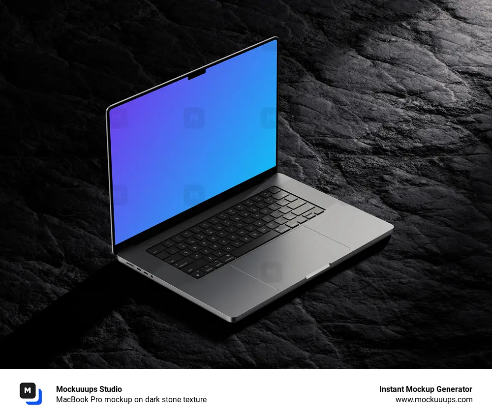 MacBook Pro mockup on dark stone texture