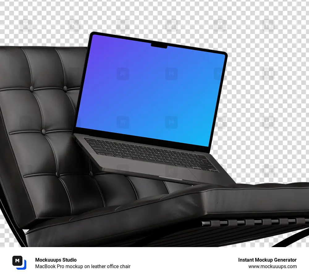 MacBook Pro mockup on leather office chair