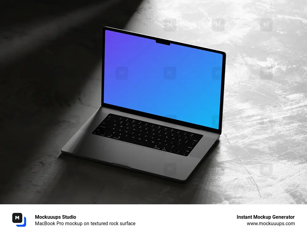 MacBook Pro mockup on textured rock surface