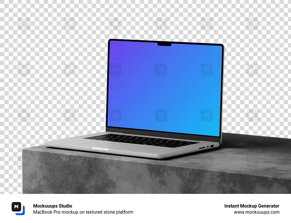 MacBook Pro mockup on textured stone platform