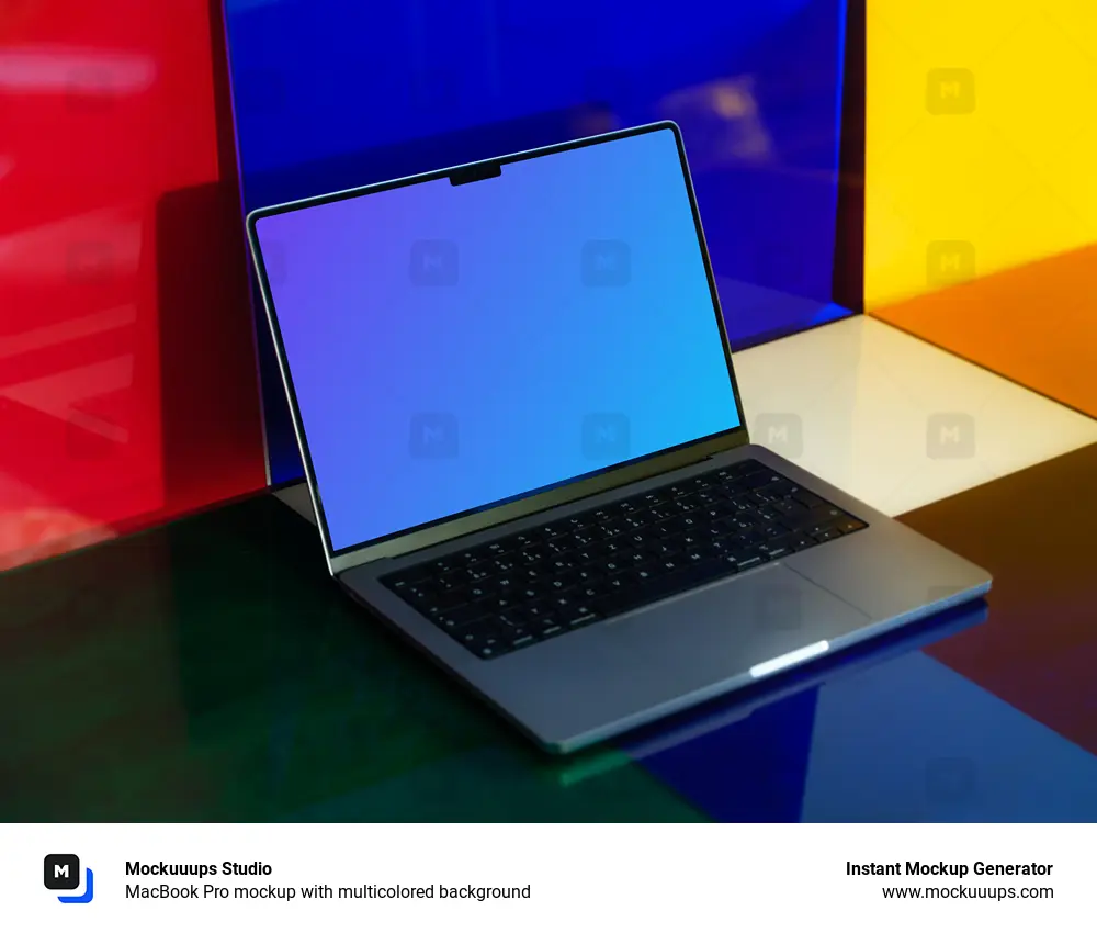 MacBook Pro mockup with multicolored background