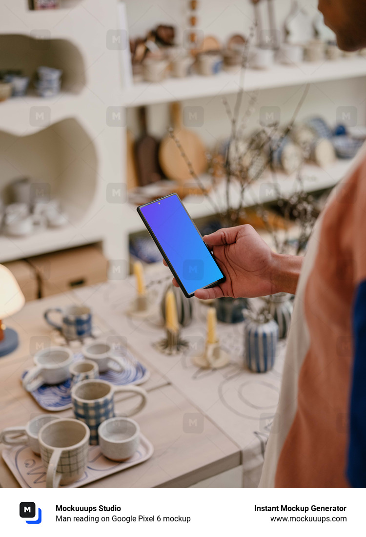 Man reading on Google Pixel 6 mockup