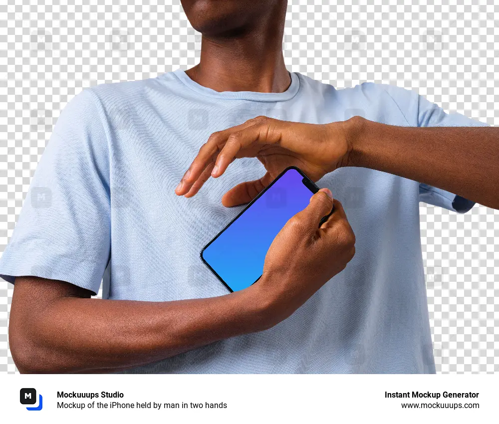 Mockup of the iPhone held by man in two hands