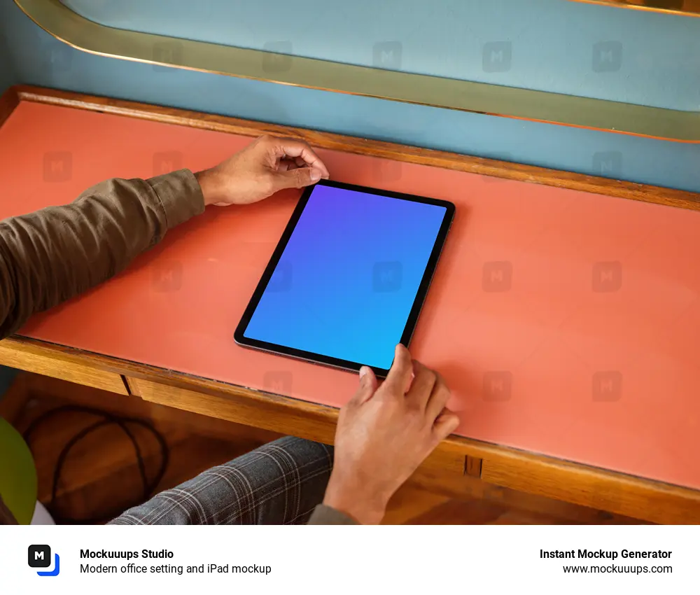 Modern office setting and iPad mockup