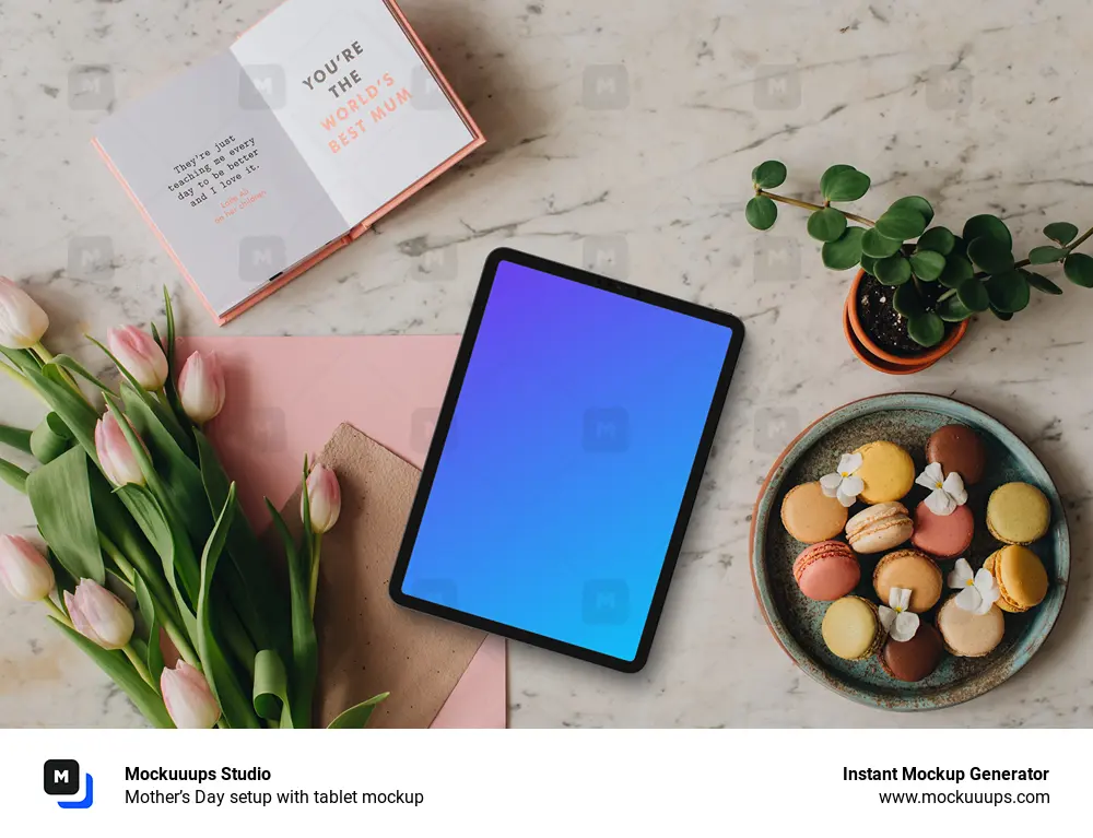 Mother’s Day setup with tablet mockup