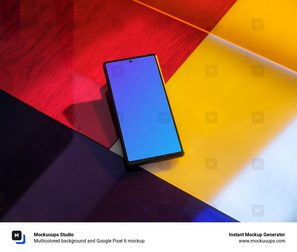 Multicolored background and Google Pixel 6 mockup