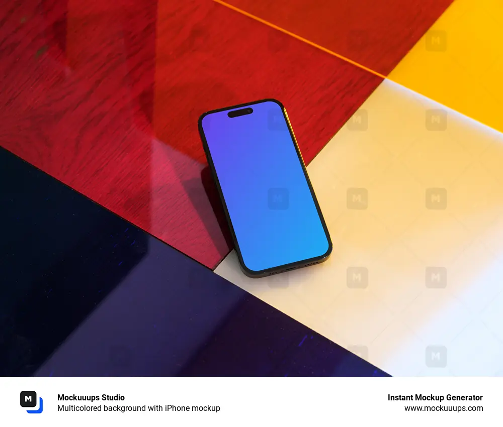 Multicolored background with iPhone mockup