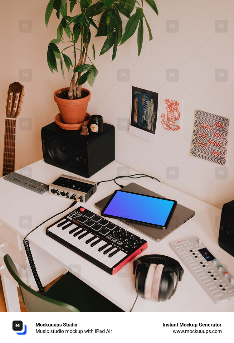 Music studio mockup with iPad Air