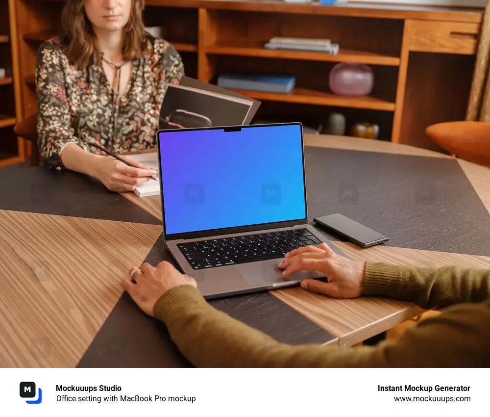 Office setting with MacBook Pro mockup