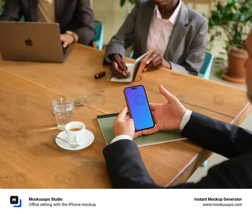 Office setting with the iPhone mockup