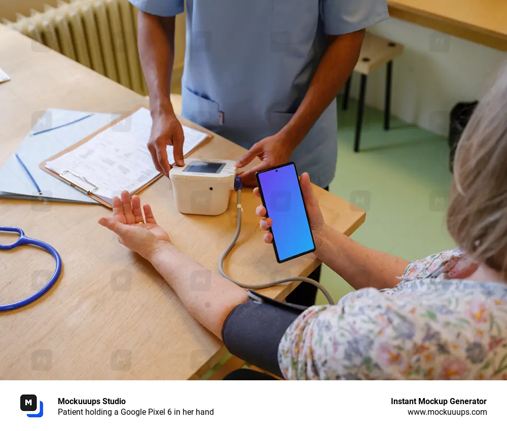 Patient holding a Google Pixel 6 in her hand