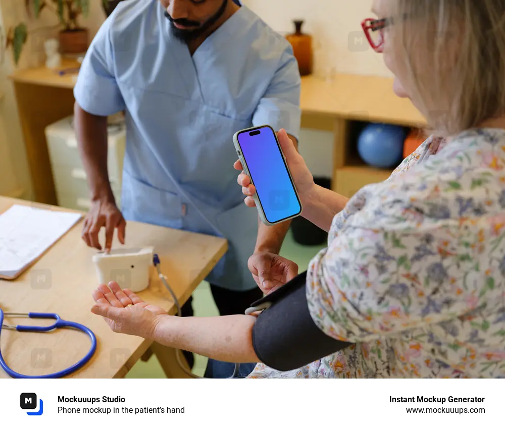 Phone mockup in the patient’s hand