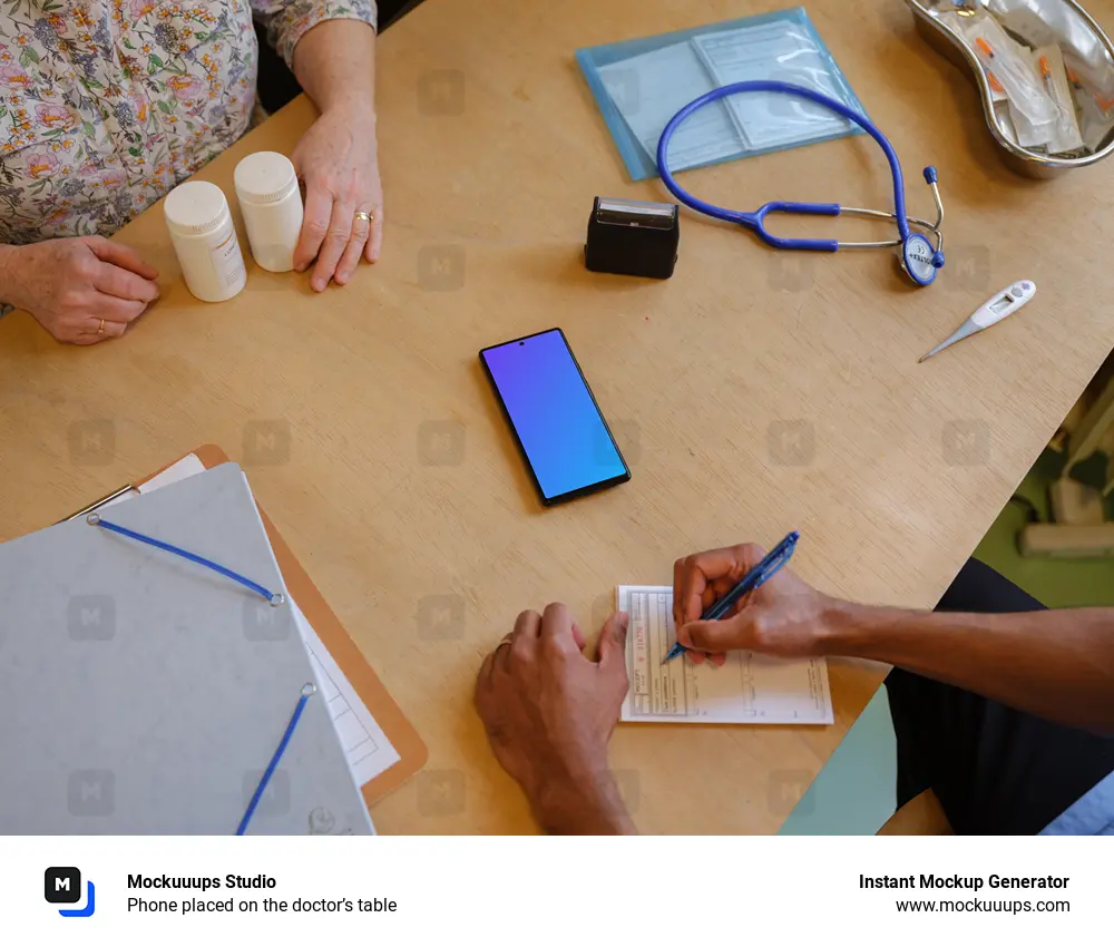 Phone placed on the doctor’s table