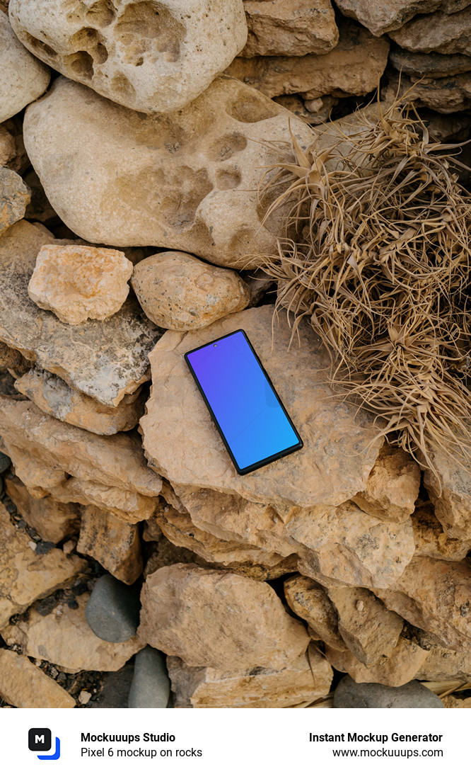 Pixel 6 mockup on rocks