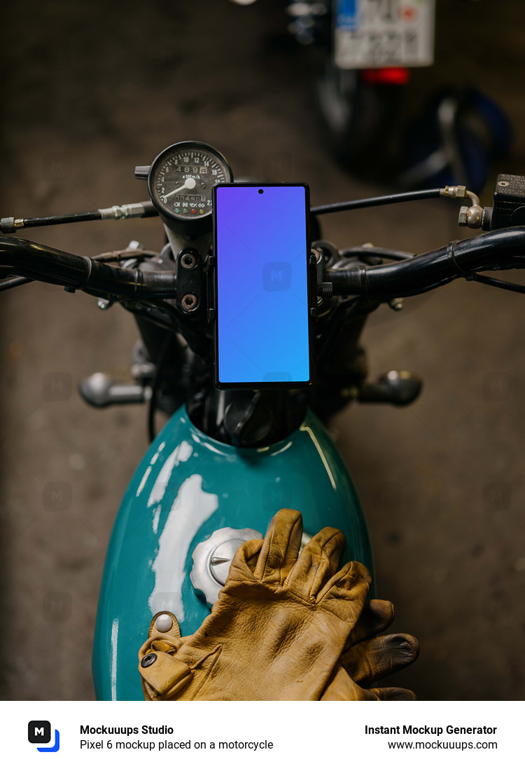 Pixel 6 mockup placed on a motorcycle