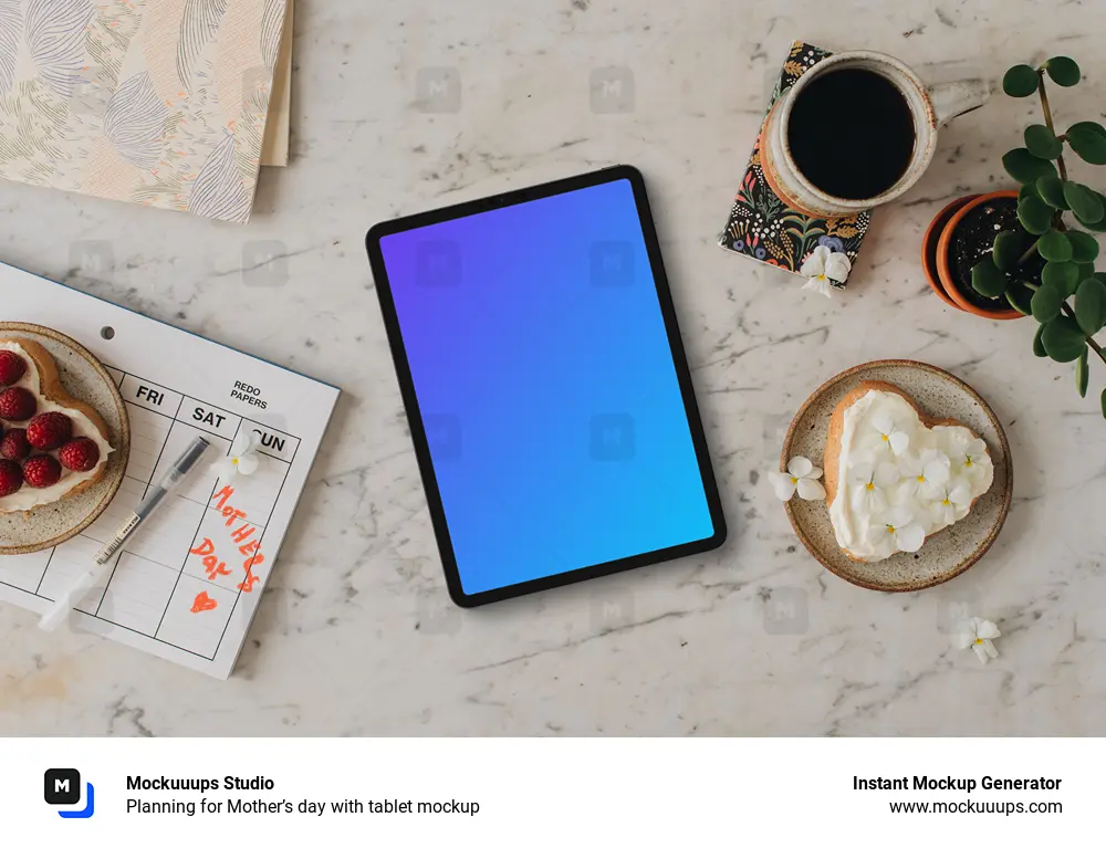 Planning for Mother’s day with tablet mockup