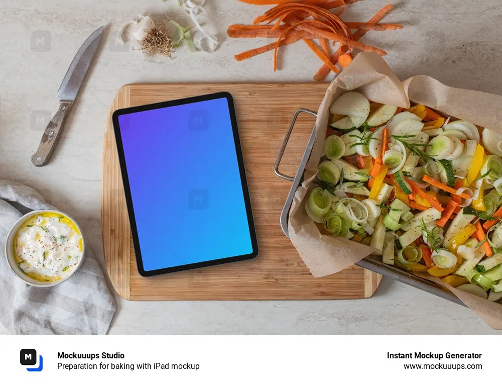 Preparation for baking with iPad mockup