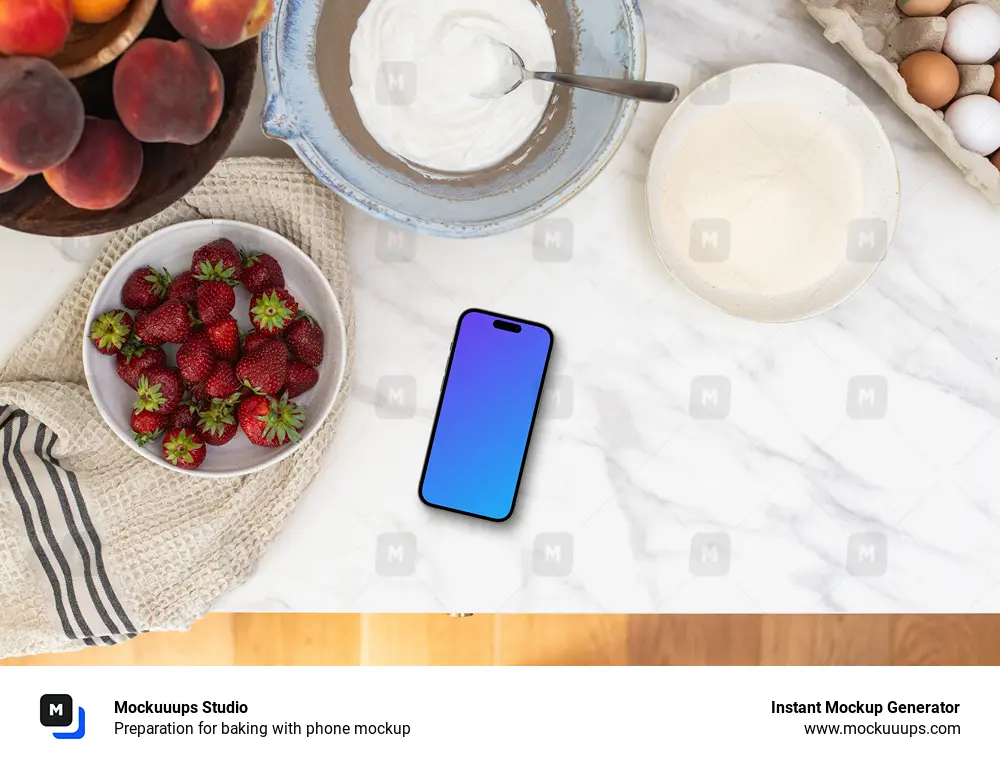 Preparation for baking with phone mockup
