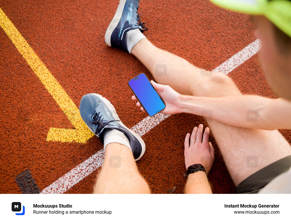 Runner holding a smartphone mockup