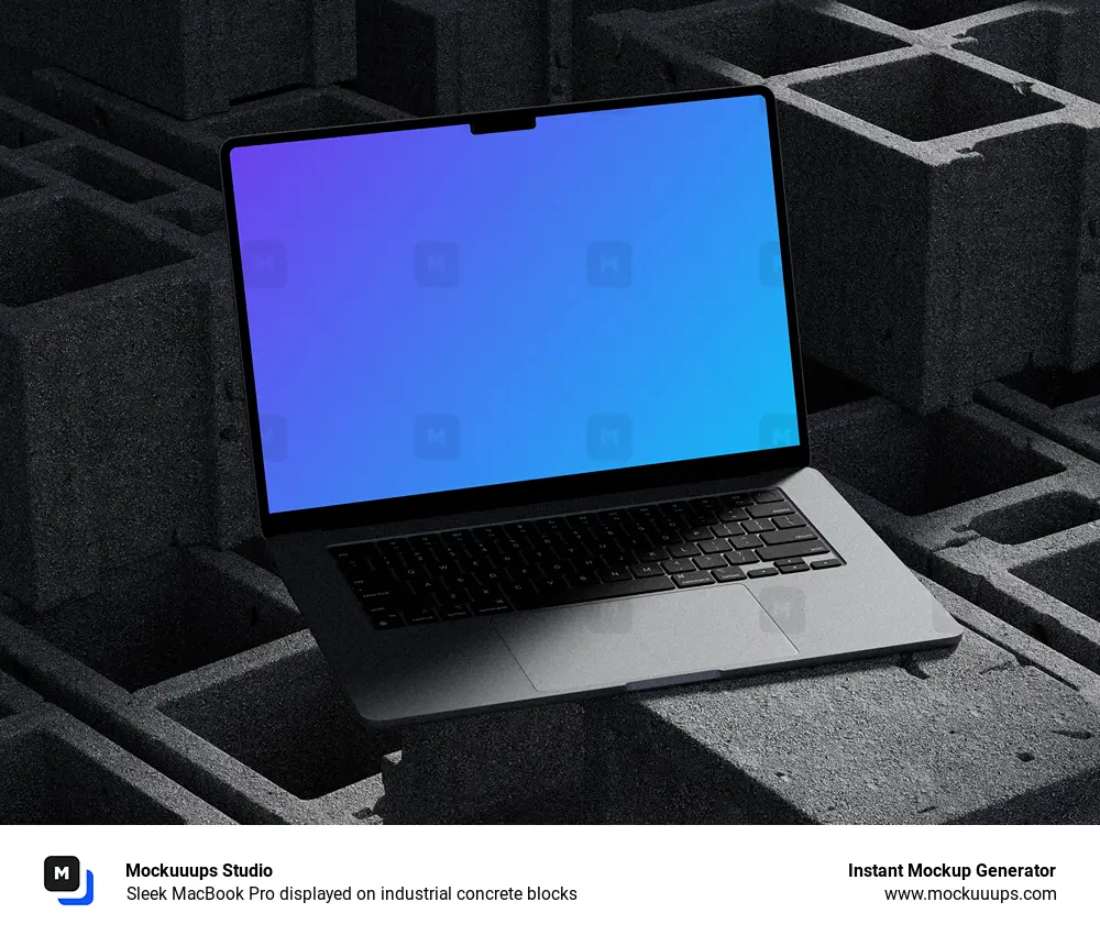 Sleek MacBook Pro displayed on industrial concrete blocks