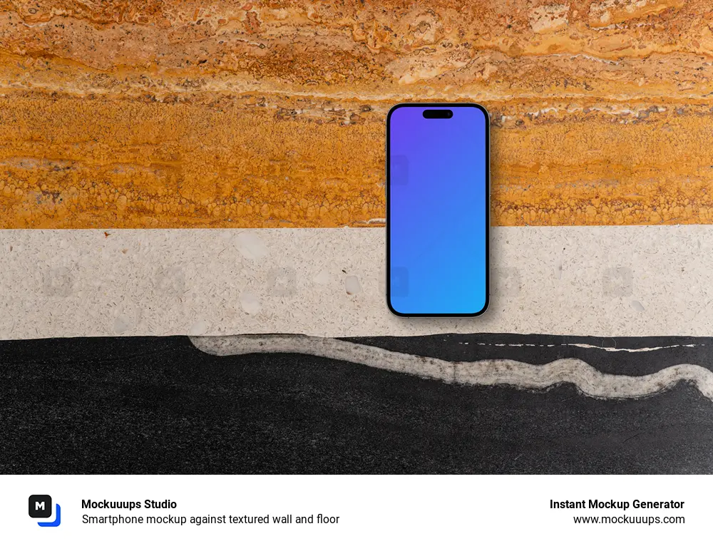 Smartphone mockup against textured wall and floor