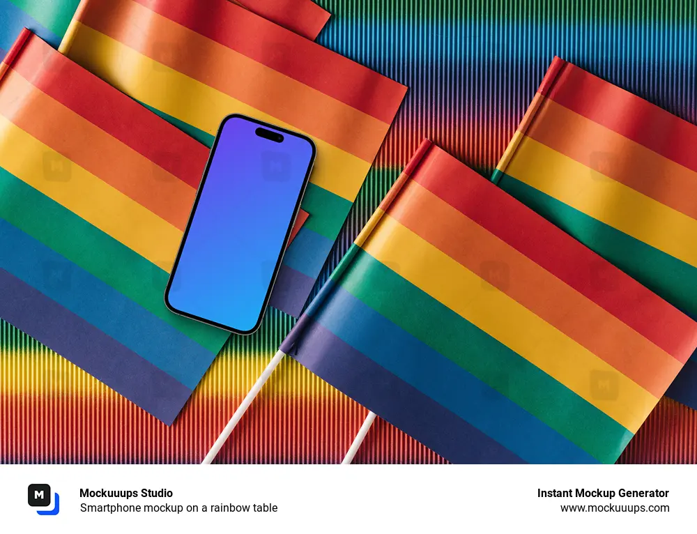 Smartphone mockup on a rainbow table