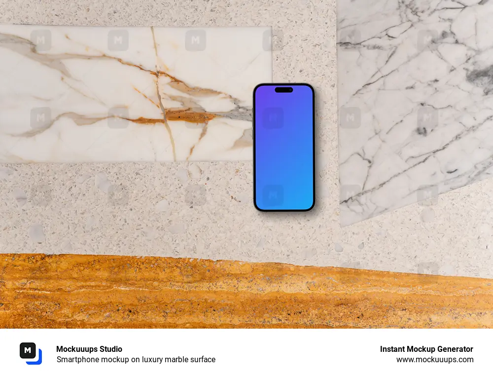 Smartphone mockup on luxury marble surface
