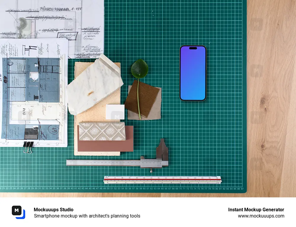 Smartphone mockup with architect's planning tools