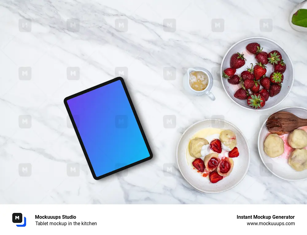 Tablet mockup in the kitchen