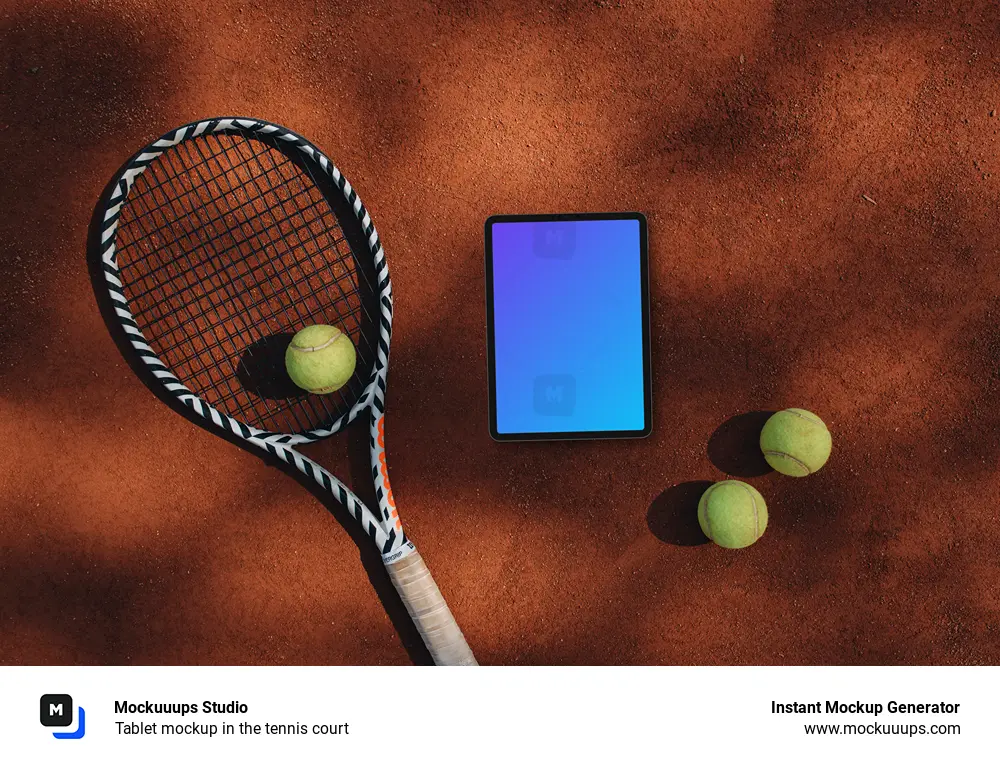 Tablet mockup in the tennis court