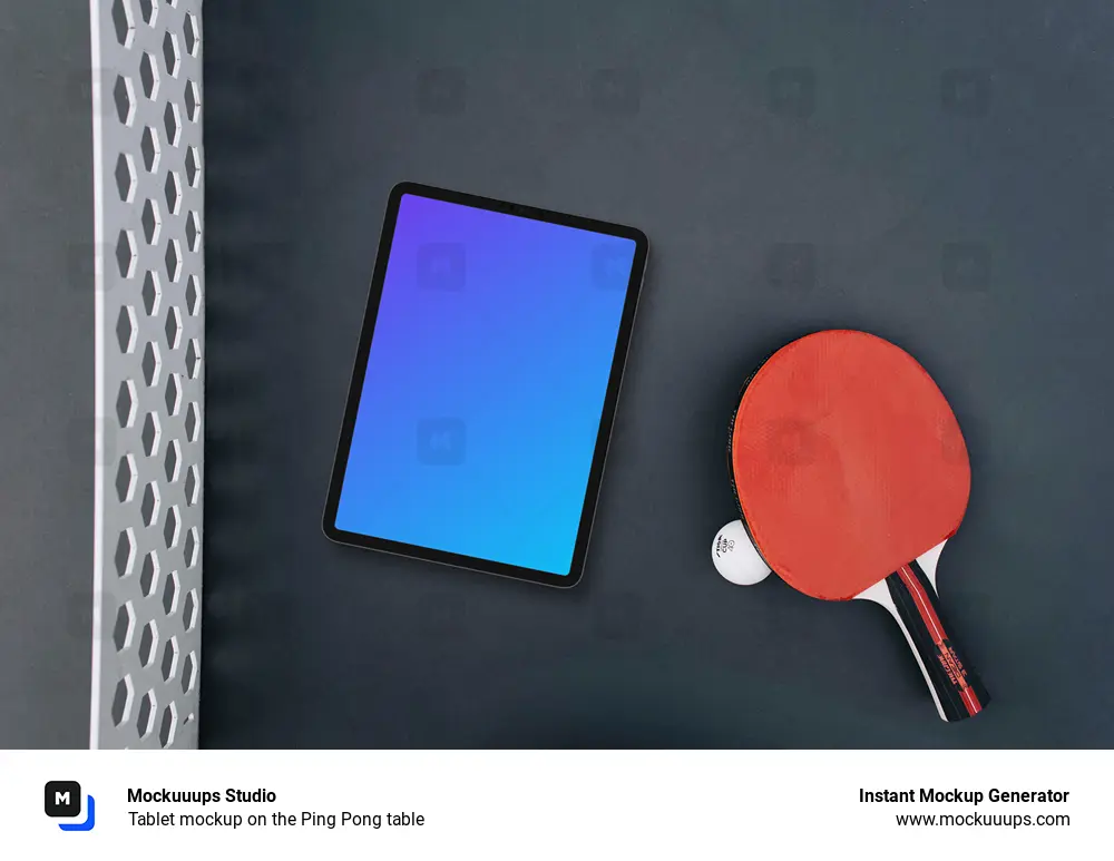 Tablet mockup on the Ping Pong table