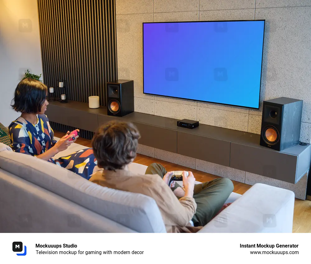 Television mockup for gaming with modern decor