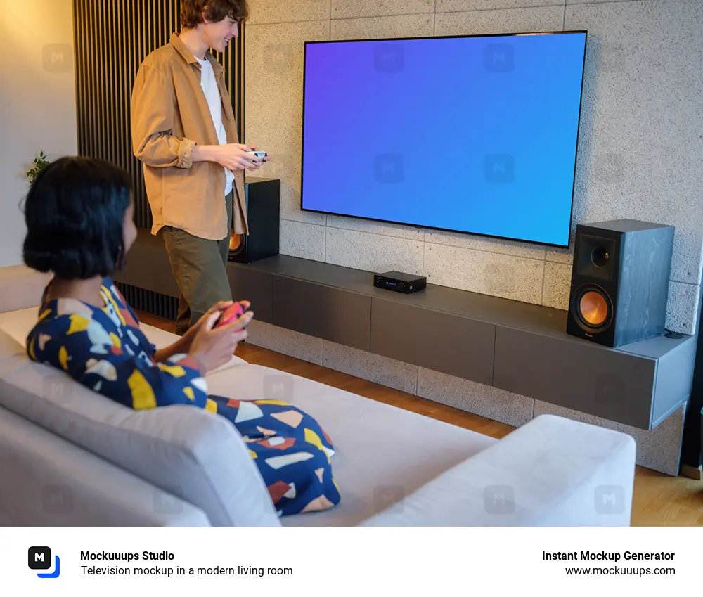 Television mockup in a modern living room