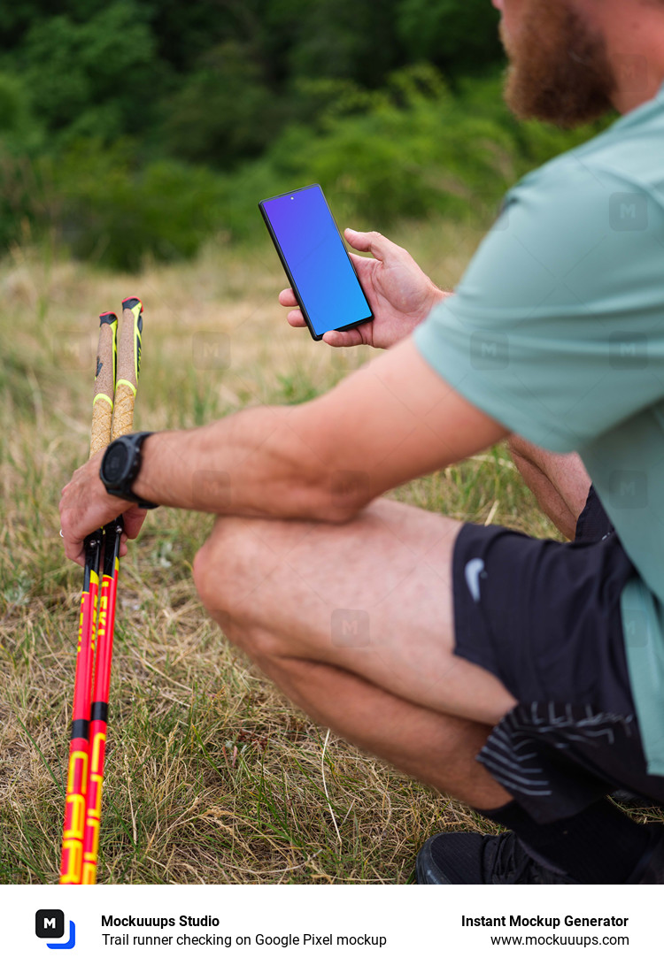 Trail runner checking on Google Pixel mockup