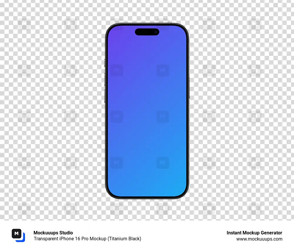 Transparent iPhone 16 Pro Mockup (Titanium Black)