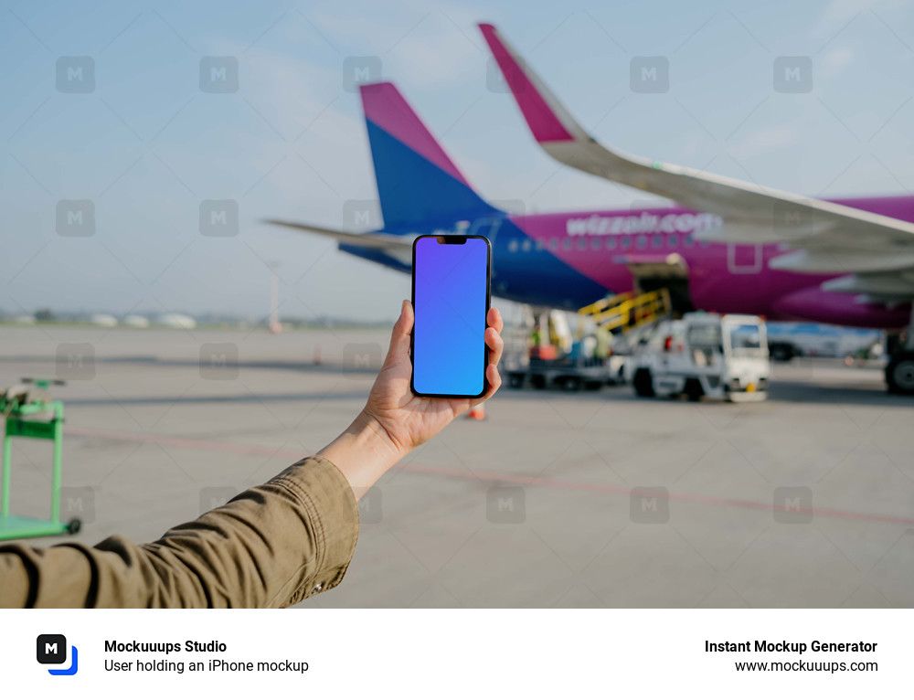 User holding an iPhone mockup