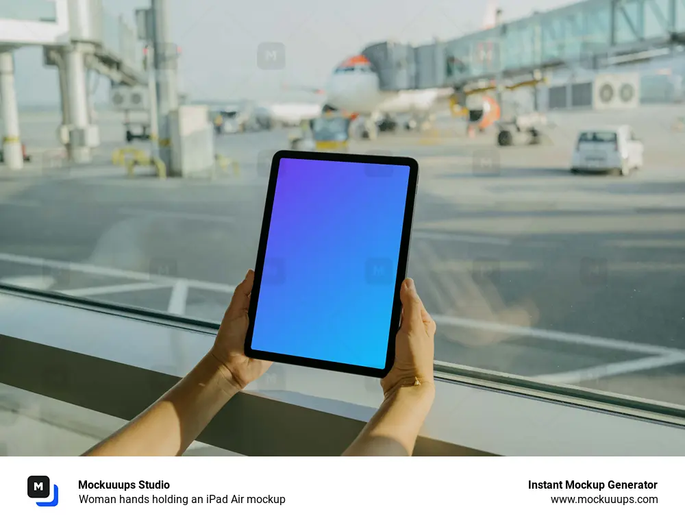 Woman hands holding an iPad Air mockup