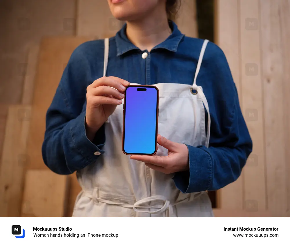 Woman hands holding an iPhone mockup
