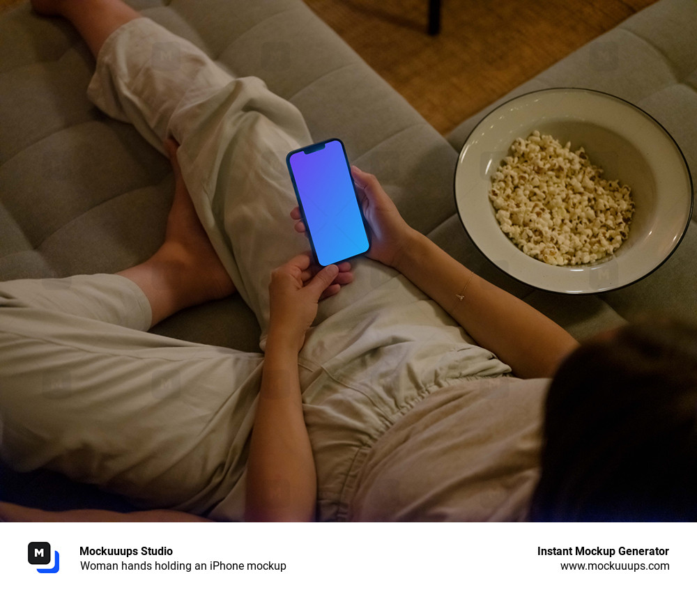 Woman hands holding an iPhone mockup