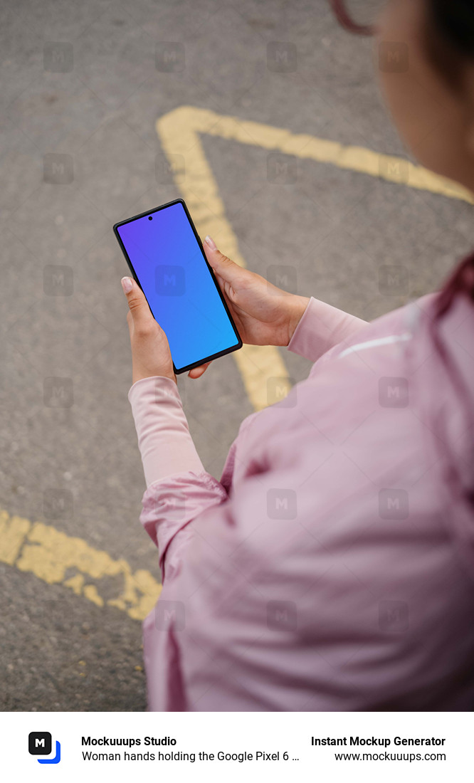 Woman hands holding the Google Pixel 6 mockup