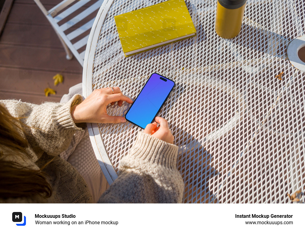 Woman working on an iPhone mockup