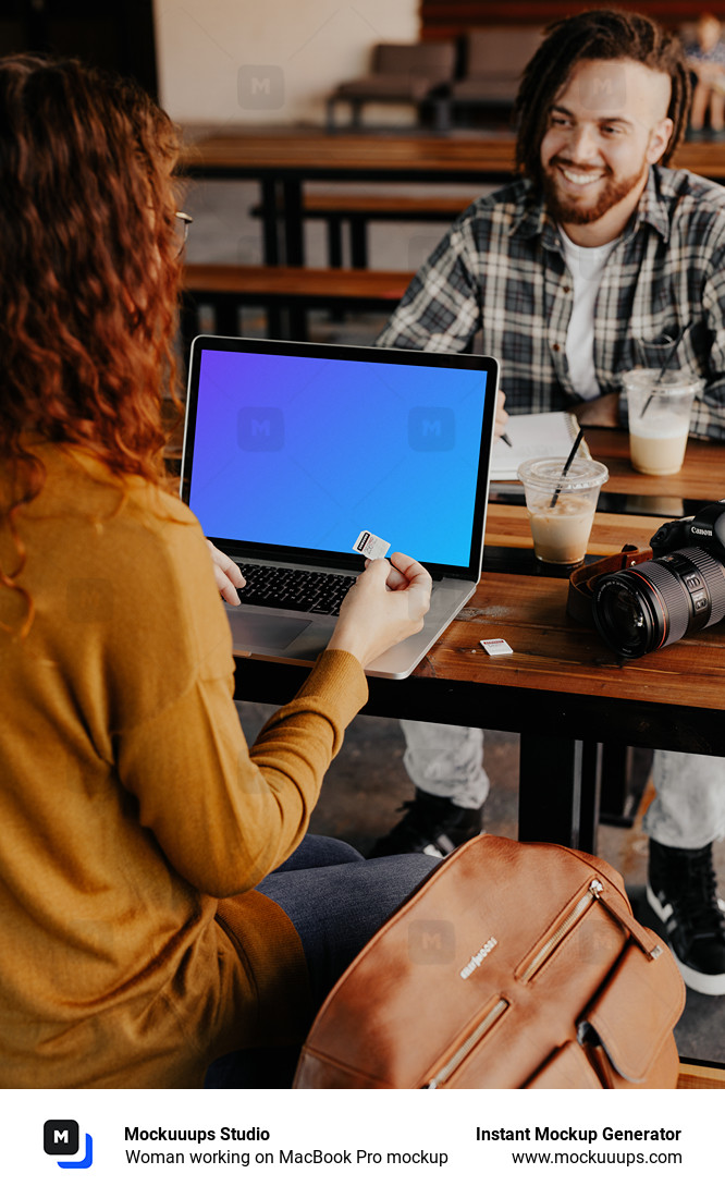 Woman working on MacBook Pro mockup