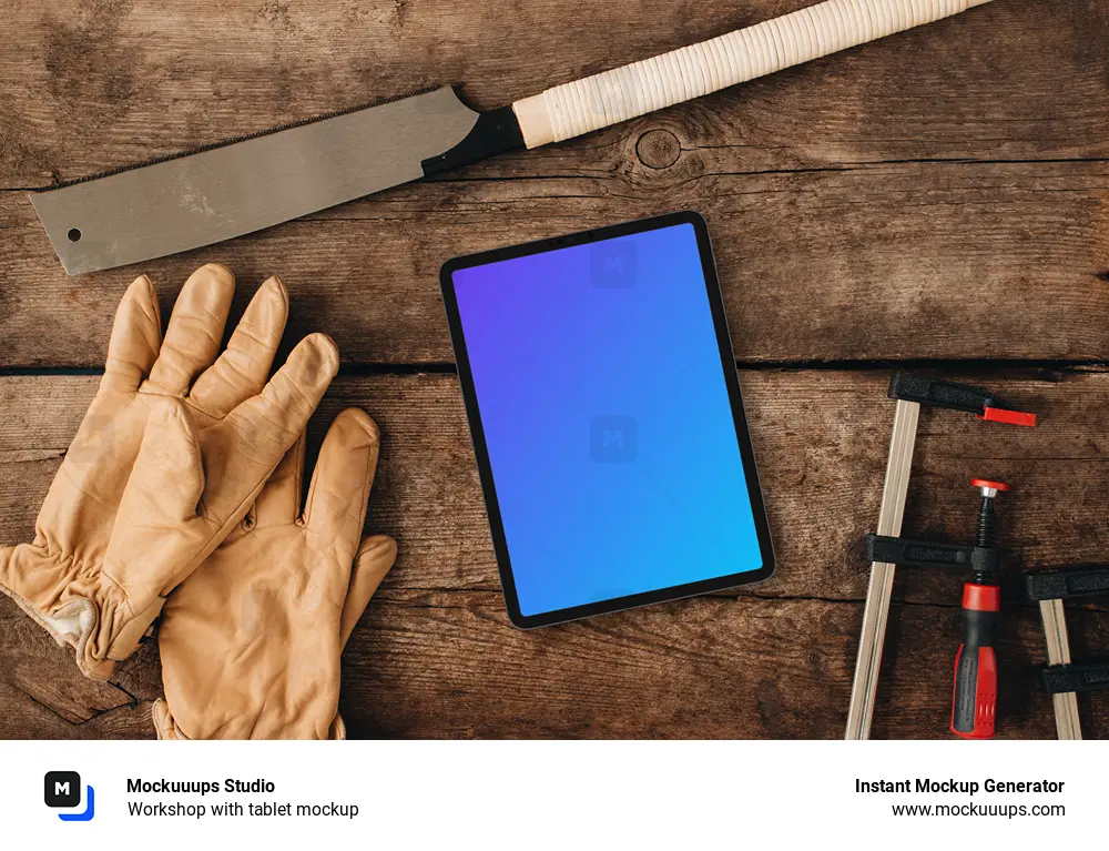 Workshop with tablet mockup