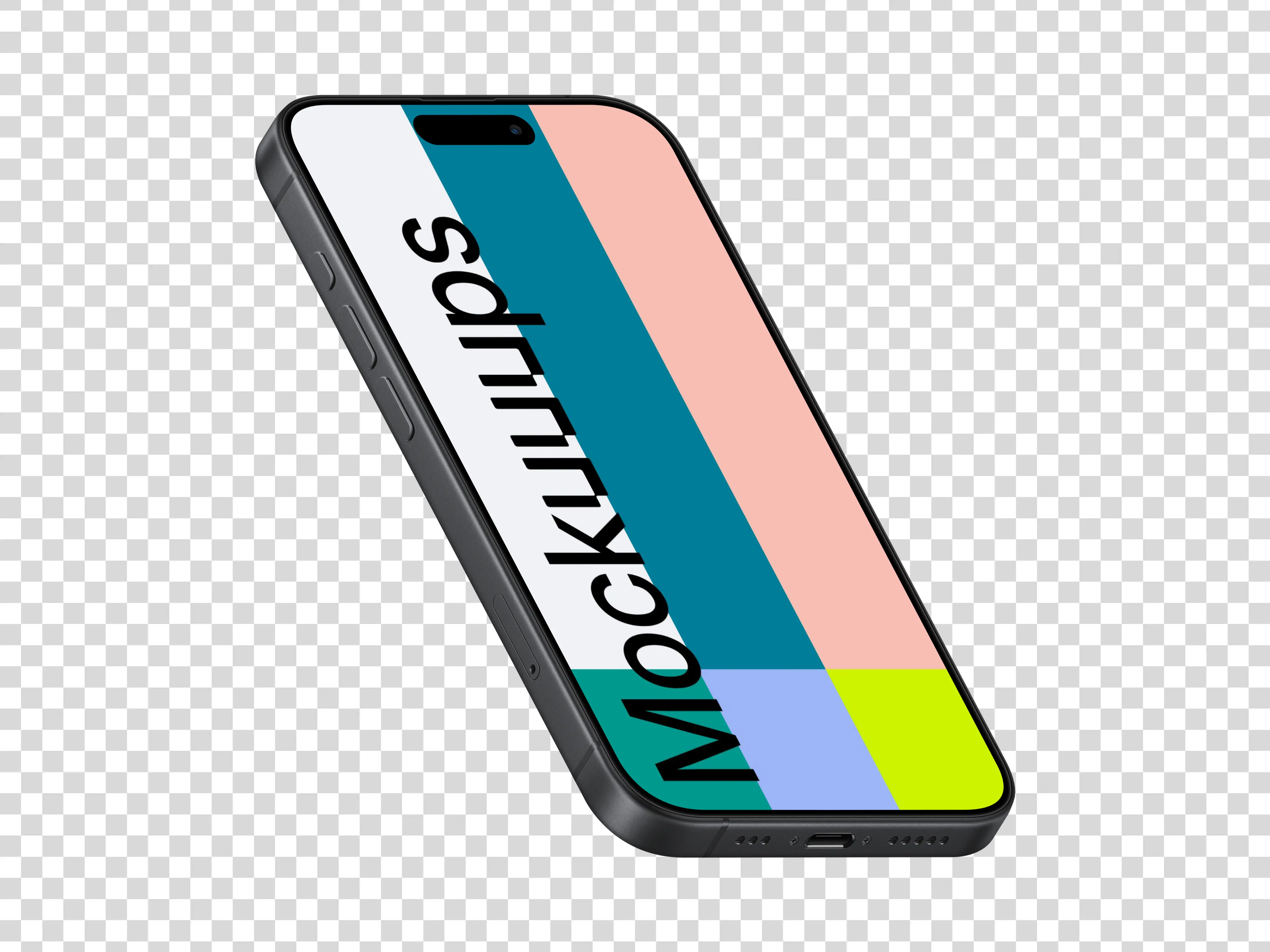Isometric iPhone 17 Mockup (Semi Stand Left)
